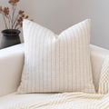 Neutral Farmhouse Cotton Stripe Throw Pillow Cover, Pinstripe