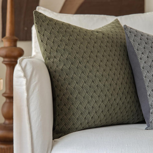 Olive Green Cotton Decorative Pillow Cover, Set of 1