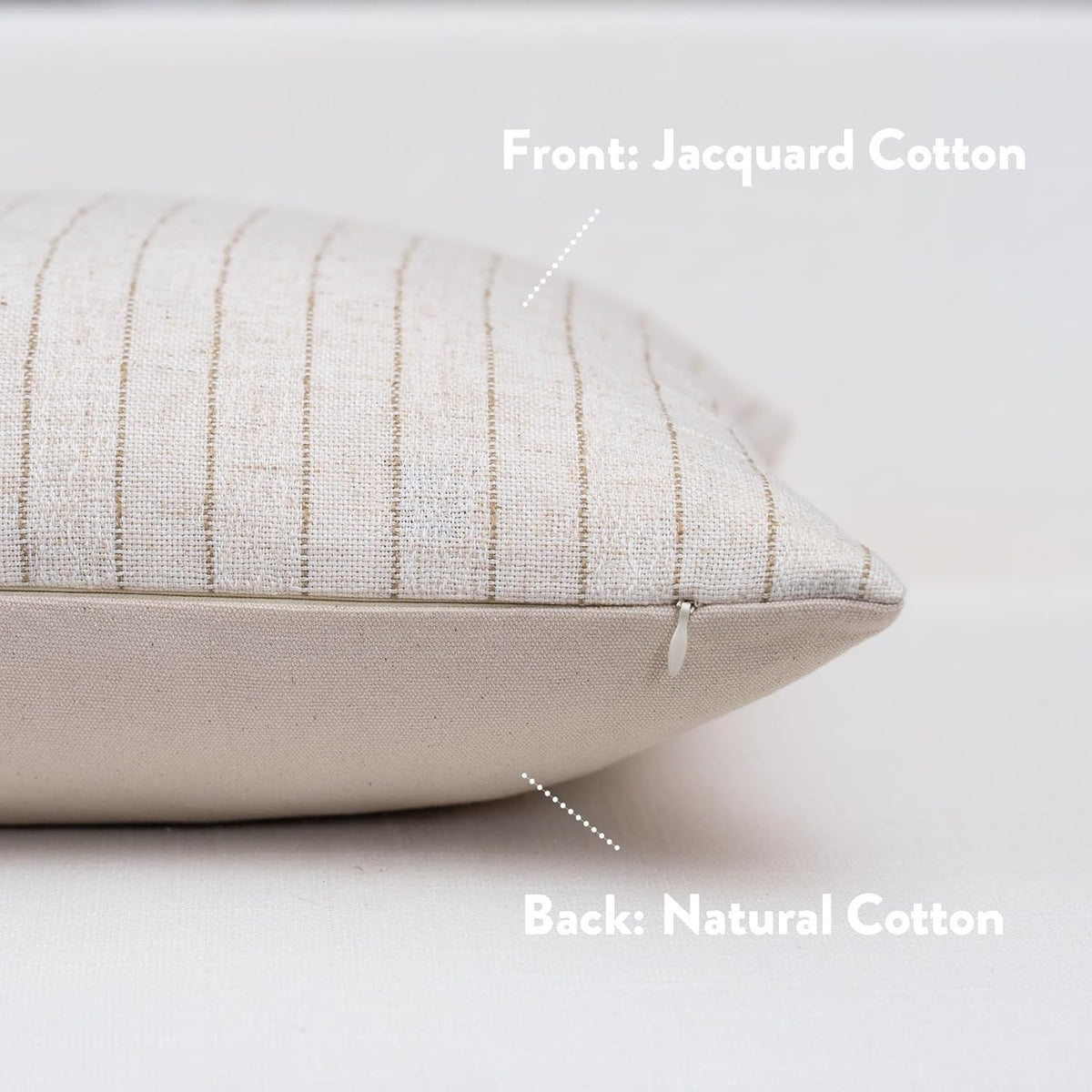 Neutral Farmhouse Cotton Stripe Throw Pillow Cover, Pinstripe