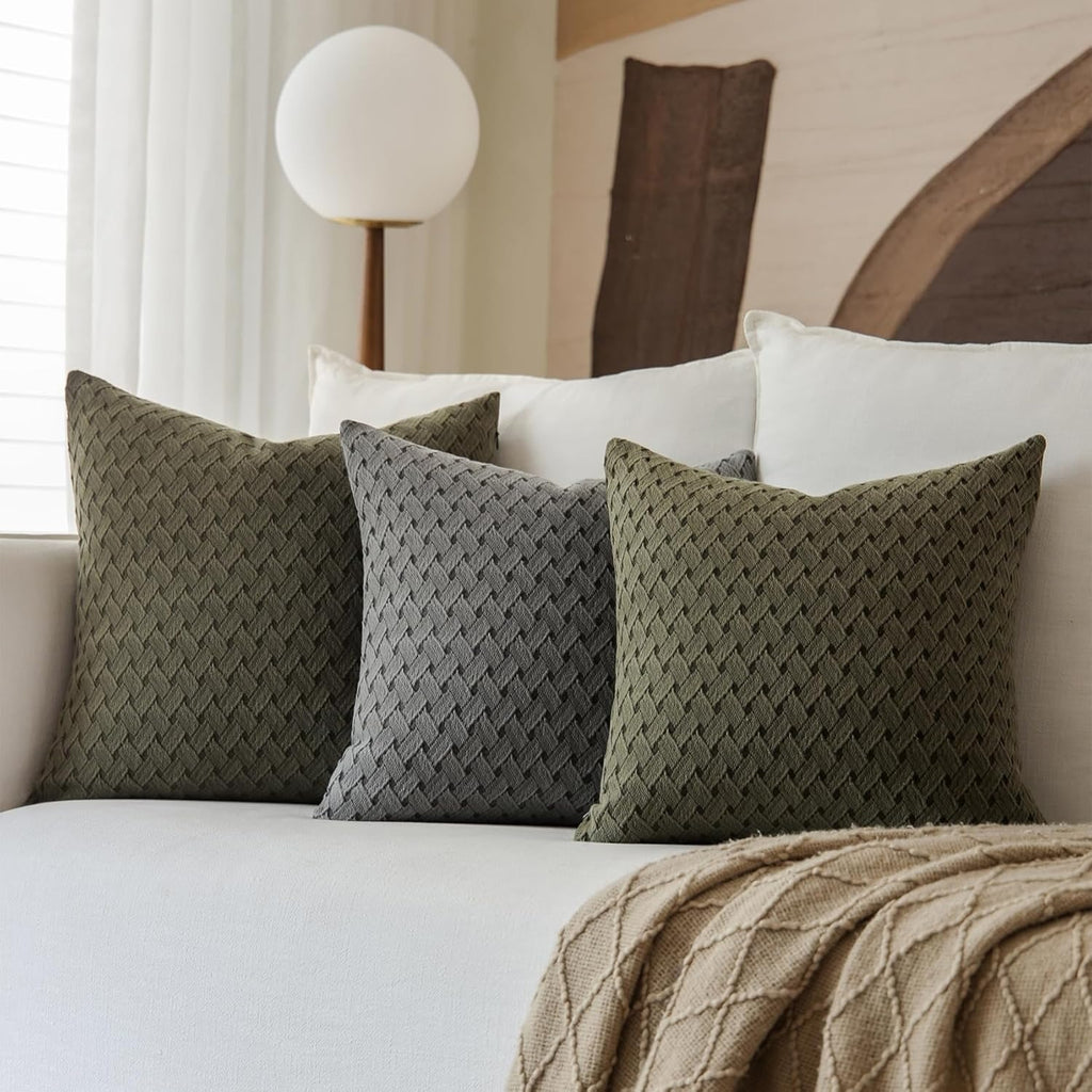 Olive Green Cotton Decorative Pillow Cover, Set of 1