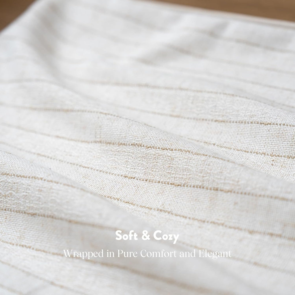 Neutral Farmhouse Cotton Stripe Throw Pillow Cover, Pinstripe