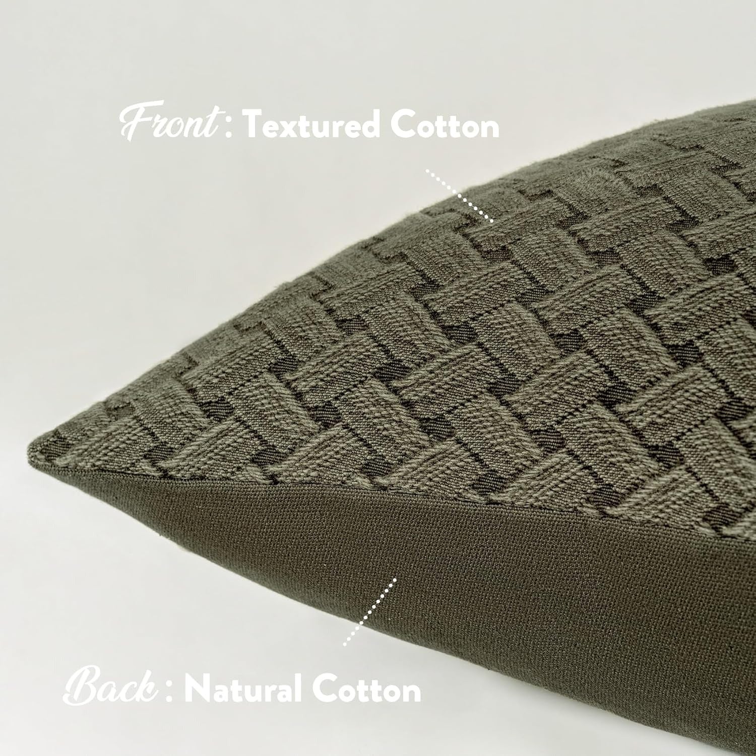 Olive Green Cotton Decorative Pillow Cover, Set of 1